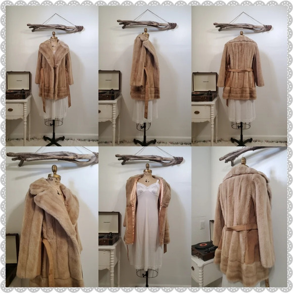 Vintage Tan Fur Suede Large Collared Avant Garde Boho England Trench Wrap Coat - Picture 6 of 10
